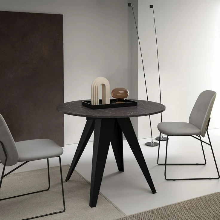 Beautysofa Esstisch GALA runder Tisch mit Metallgestell (Moderner Tisch für das Esszimmer, Runder Esstisch ausziehbar), ausziehbare Tischplatte für Küche & Esszimmer – Bild 3