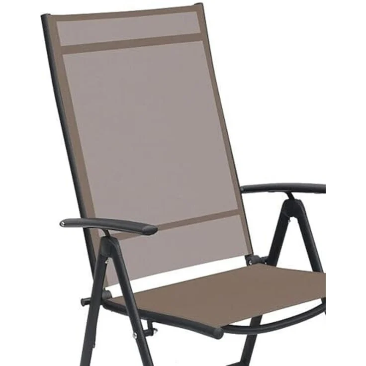 Hochlehner Klappstuhl Gartenstuhl Textilen Anthrazit Schokobraun 7 Pos – Bild 4