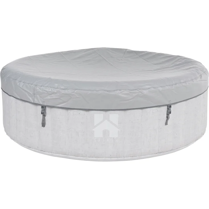 HOME DELUXE Outdoor-Whirlpool 'Splash', Ø 208 cm, für 6 Personen, inkl. Kissen, Getränkehalter & Sonnendach, Beton-Optik – Bild 3