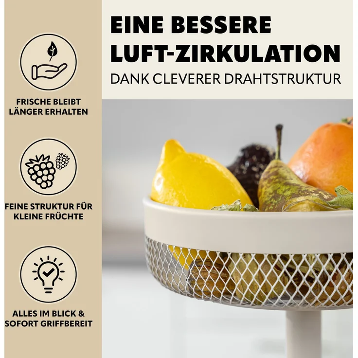 eluno 2-stöckige runde Obstetagere / Brotkorb, Metall, beige, Ø 20 cm und 25 cm – Bild 6