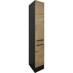 JAZZ 8 Moderner Apothekerschrank Küche in Schwarz matt - Geräumiger Hochschrank Küchenschrank mit viel Stauraum - 30 x 211 x 57 cm (B/H/T)