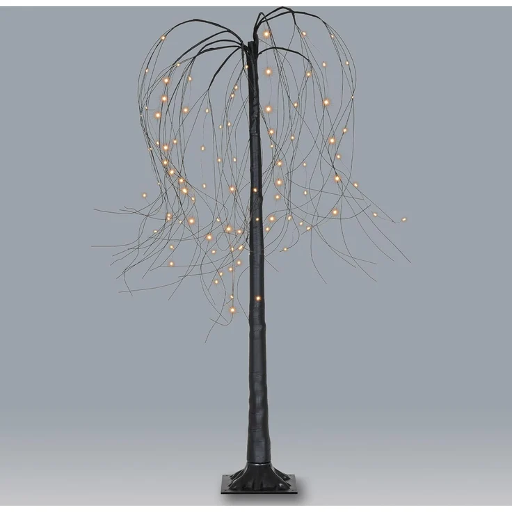 Nipach LED Baum Weidenbaum Trauerweide Deko-Baum 96 LED warm weiß schwarz 150 cm Timer, LED fest integriert, Warmweiß – Bild 3