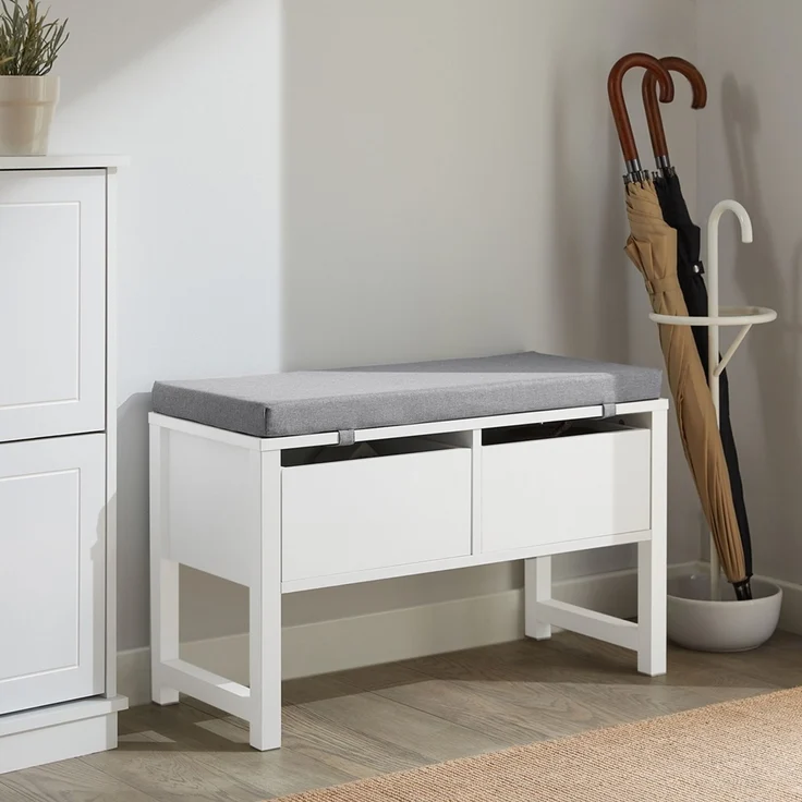 SoBuy FSR88-W Schuhbank, MDF, Lackiert, Weiß, 72 x 46 x 30 cm – Bild 4