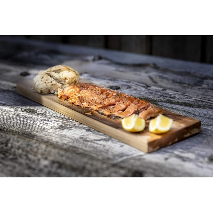 Axtschlag Premium Flammlachsbrett Kirschholz extrastark, 10-Fach verstellbare Halterung aus Edelstahl für Feuerschale, Feuertonne, Feuerkorb, Smoker, Grill, Gastronomie – Bild 7