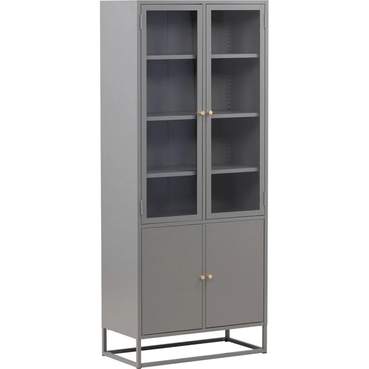 Livetastic Vitrine, Hellgrau, Metall, 80x190x41 cm für Wohnzimmer und Wohnwände