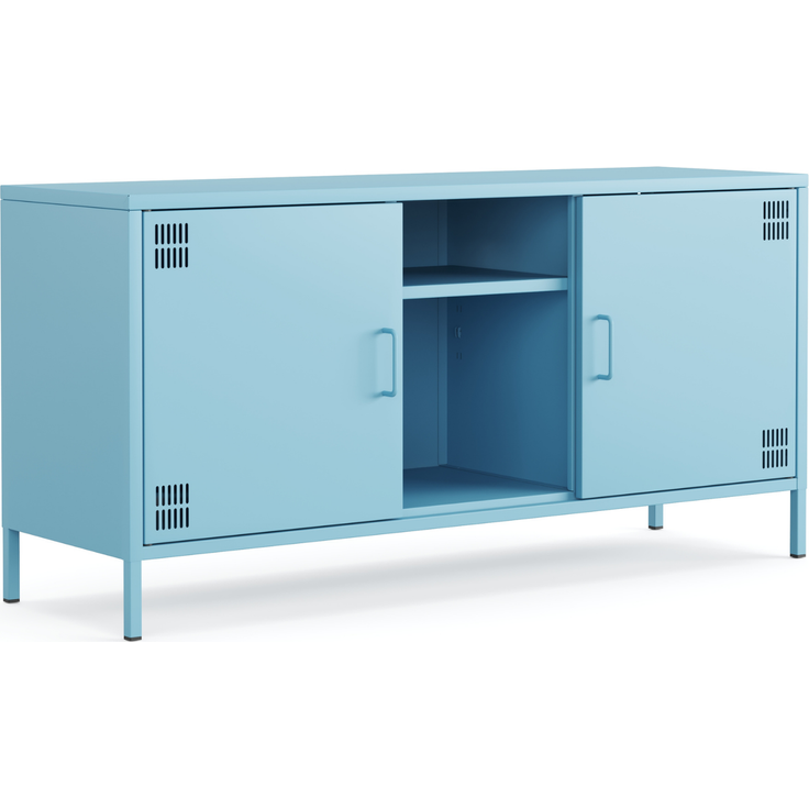 Metall Möbel Pera3, TV-Schrank 3 Regale - 130,5 x 40 x 64,5 cm Blau – Bild 2