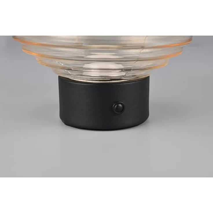TRIO Lexie Tischlampe, moderne dimmbare Leuchte in Schwarz mit wiederaufladbarem Braunglas, Touch-Dimmer, nicht austauschbare LED, rund – Bild 6