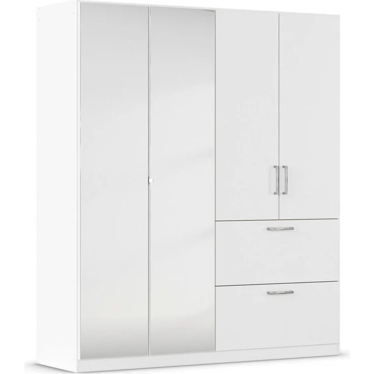rauch Drehtürenschrank Kleiderschrank Schrank Garderobe Schlafzimmerschrank PADUA voll aufgelegte Spiegeltüren, zwei große Schubladen MADE IN GERMANY – Bild 1
