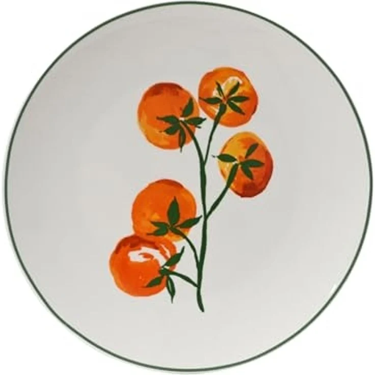 Decoris season decorations Teller, Frühstücksteller Porzellan 20,2x2,3cm mit Tomaten Motiv Weiß Rot Grün – Bild 1