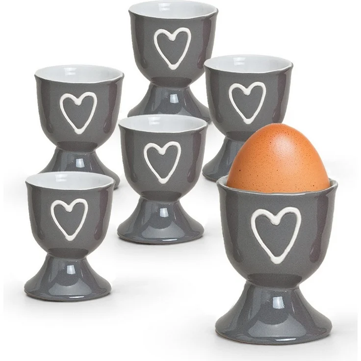 matches21 HOME & HOBBY Eierbecher, (6-tlg), Runde Keramik Ei-Halter als lustige Frühstücks-Eier Tisch-Deko – Bild 1