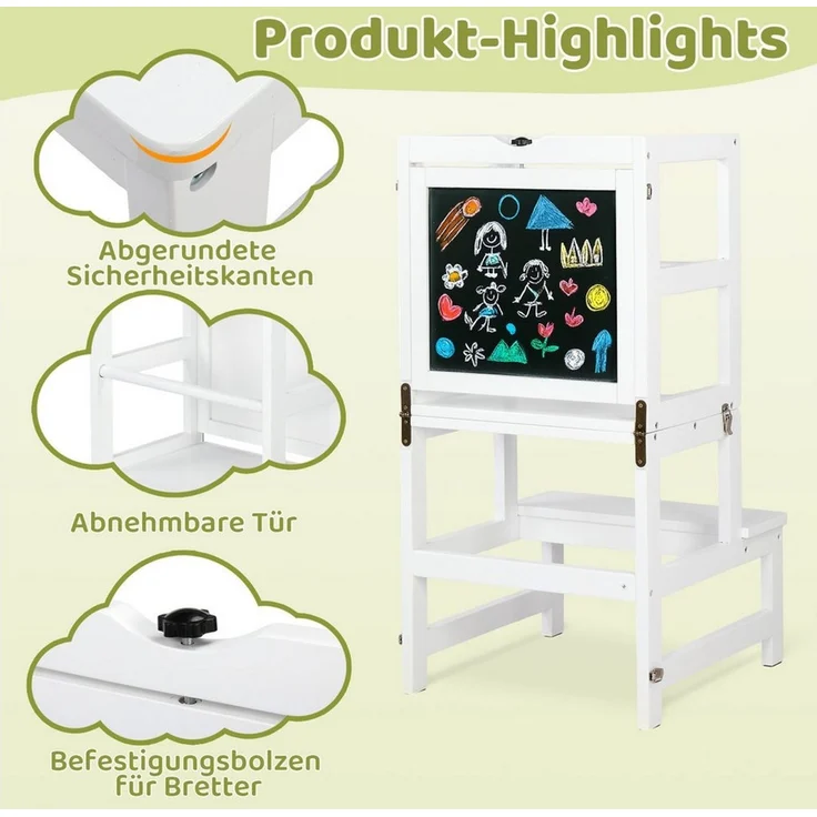 VINGLI Stehhilfe, Lernturm mit drehbarer Tafel für Kinder, 45 x 45 x 84 cm – Bild 4