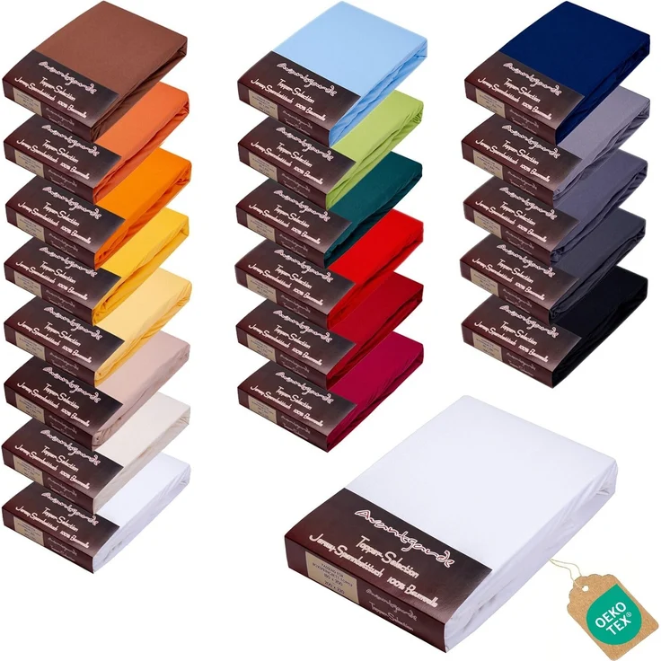 AVANTGARDE Premium Topper - Spannbettlaken - 180x200-200x220 cm - extra niedriger Steg - für Boxspringbett - Topperauflage - Spannbetttuch Jersey Baumwolle, Oeko-TEX (01 Weiss) – Bild 1
