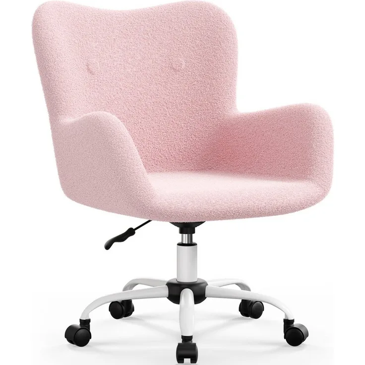 Adormii Bürostuhl Schminkstuhl,Homeoffice Stuhl mit Armlehnen,Drehstuhl mit Rrollen (Boucle-Gewebe,höhenverstellbar,für Schminktisch,Arbeitszimmer, Schlafzimmer,150kg)