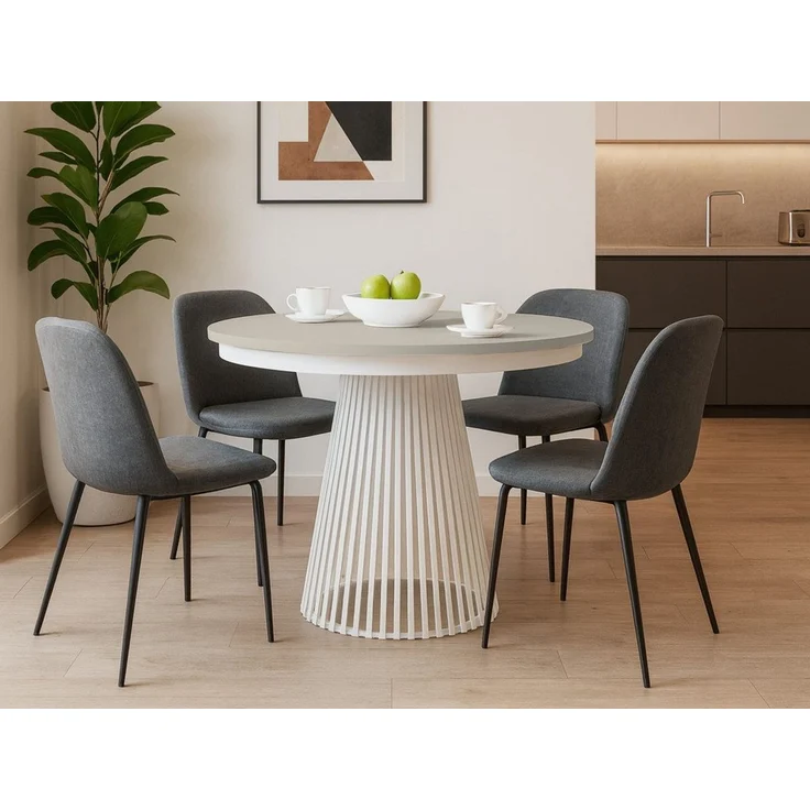 Beautysofa Esstisch Lumi im Loft-Stil, ausziehbar Ø 100–180 cm (hitze- und verfärbung beständig, Metallbeinen), verschiedene Farben – Bild 1