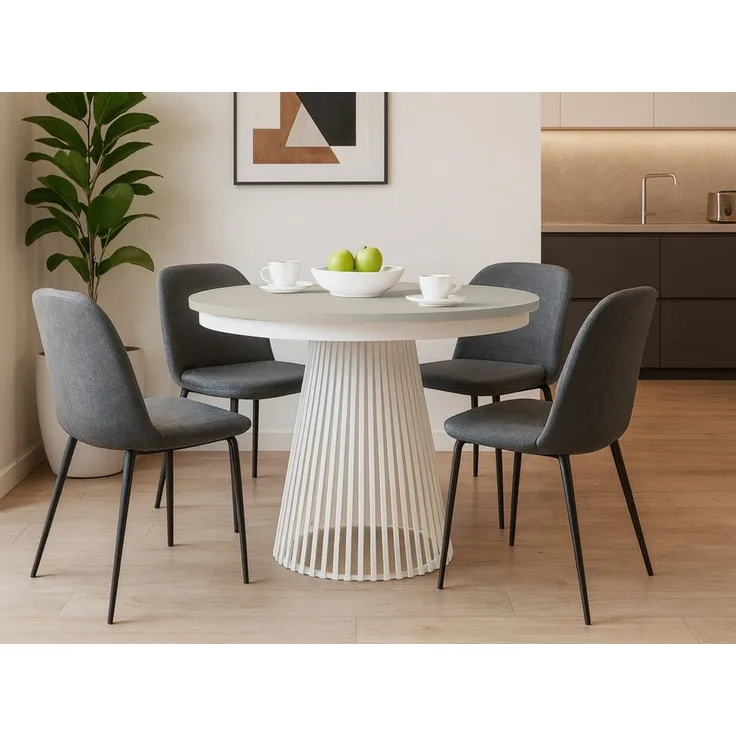 Beautysofa Esstisch Lumi im Loft-Stil, ausziehbar Ø 100–180 cm (hitze- und verfärbung beständig, Metallbeinen), verschiedene Farben