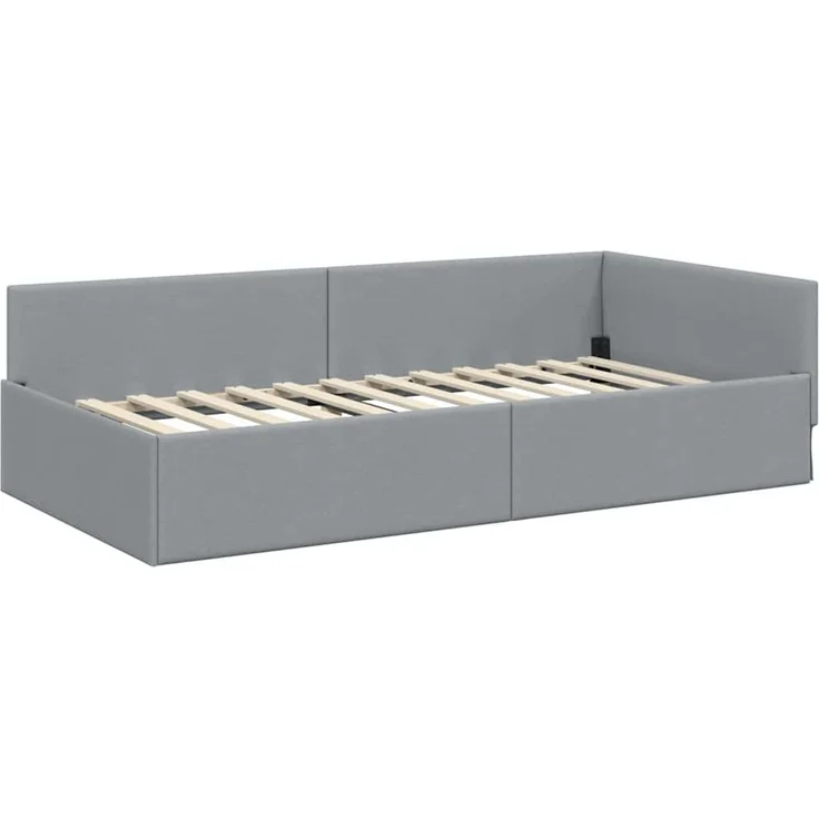 vidaXL Eckbettgestell mit Matratze 2 stk. Hellgrau 80 x 200 cm Stoff 3393581 – Bild 6