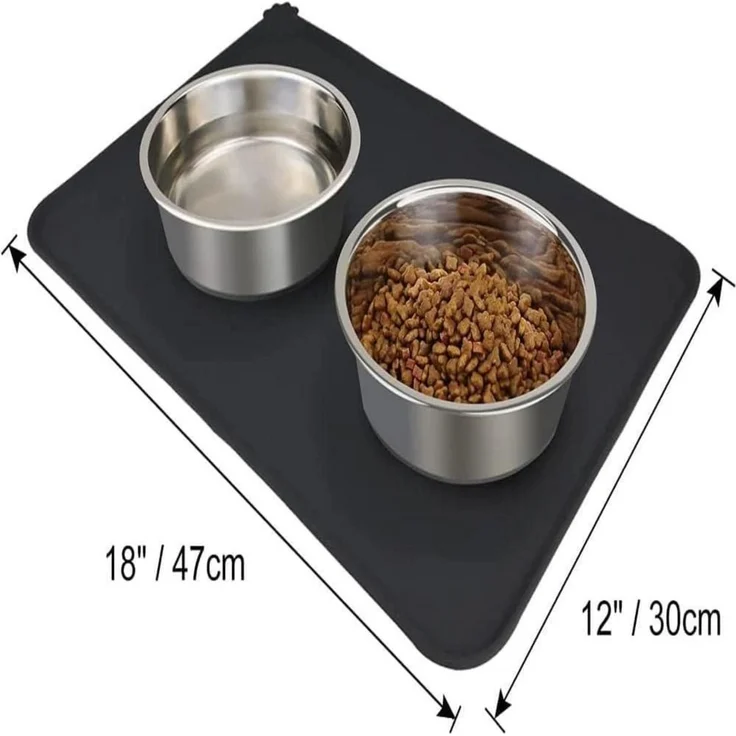 Futtermatte Silikon Hunde Katzen rutschfest Schwarz 47L x 47B cm – Bild 2