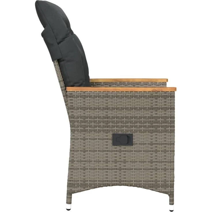 vidaXL Gartensessel mit Kissen 2 Stk. Verstellbar Grau Poly Rattan 365651 – Bild 7