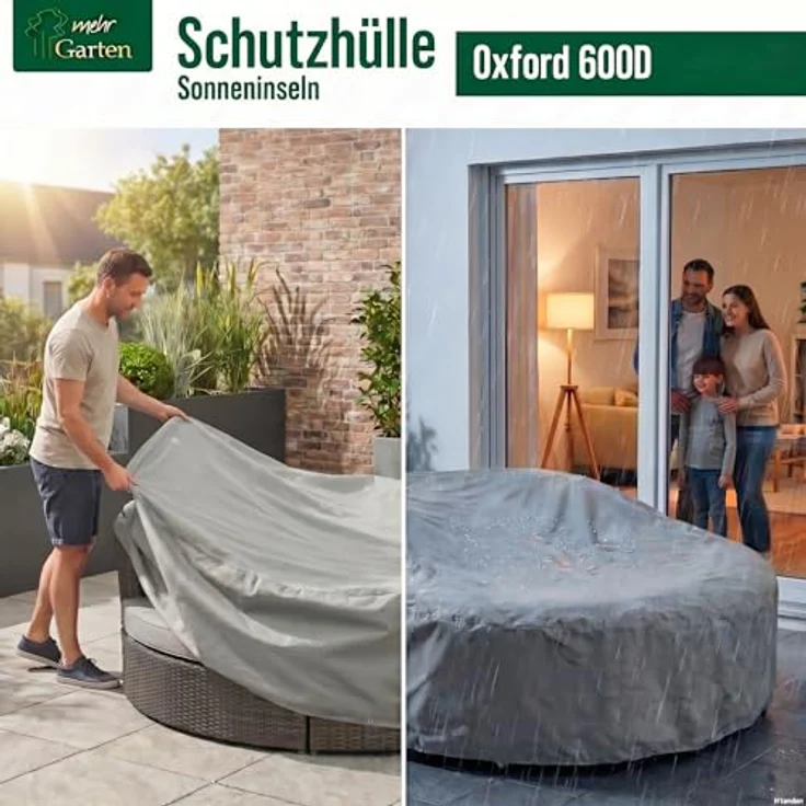 mehr Garten Gartenmöbel-Schutzhülle Premium, Premium Sonneninsel-Schutzhülle rund: Ø185x50/75(H) cm I Robuste Abdec – Bild 3