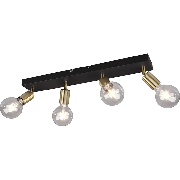 Deckenlampe Spotleiste, verstellbar, 4 flammig, schwarz gold