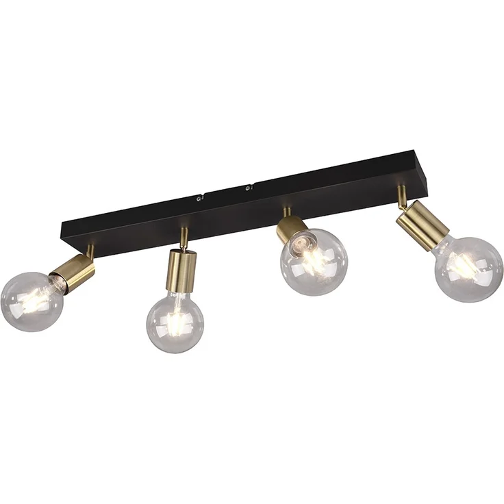 Deckenlampe Spotleiste, verstellbar, 4 flammig, schwarz gold – Bild 1