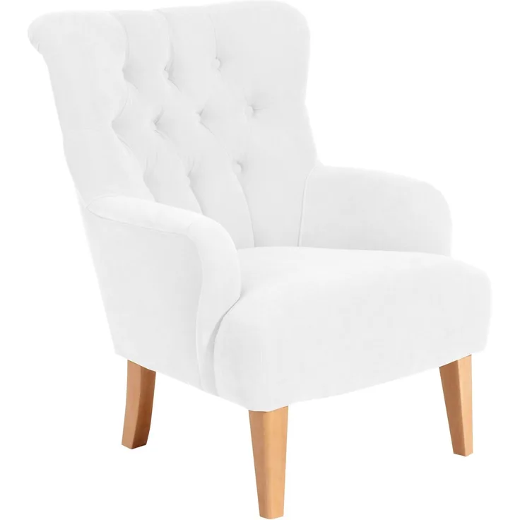Sessel Kaiya Bezug Veloursstoff Buche natur / creme 21239