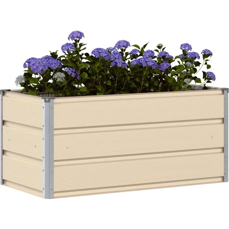 vidaXL Pflanzkübel Elfenbein 100 x 50 x 45 cm Verzinkter Stahl 42018098 – Bild 2