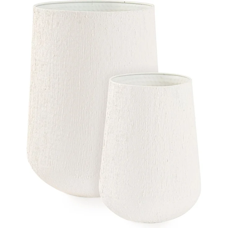 Outdoor-Vase Ranek 2er-Set aus Metall, modern handgefertigt, hoch, weiß, für Außenbereiche – Bild 1