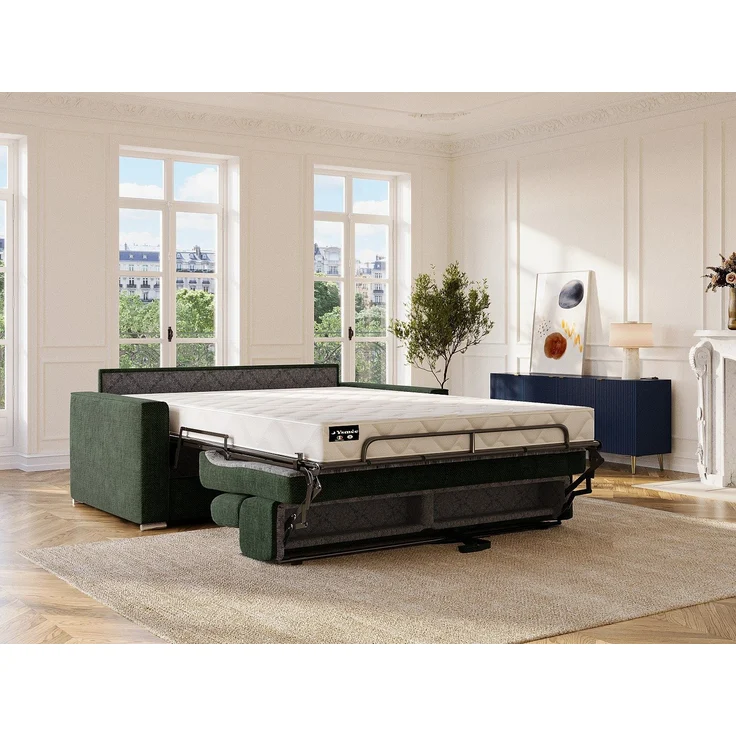 Vente-unique - VIZIR - Schlafsofa - Plastik - Kunststoff (PVC), Metall - Tannengrün - 194 x 223 x 110 cm – Bild 3