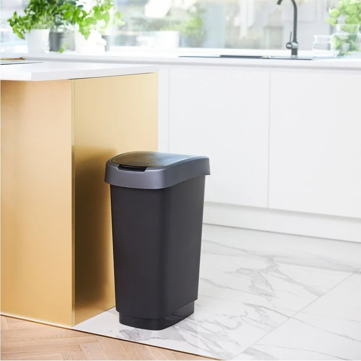 ROTHO Mülleimer TWIST 2er-Set Abfalleimer 25l - 2-in-1 Deckel - ideale Mülltrennung, ideal für Mülltrennung & Recycling – Bild 3