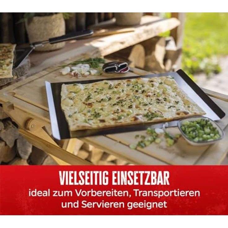 Grillfürst Aromaplanke Grillfürst Pizzablech Edelstahl, eckig, 40 cm x 30 cm – Bild 4