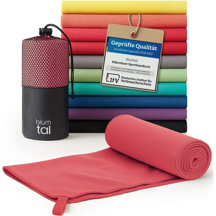Blumtal Sporthandtuch Mikrofaser Handtuch - kompakte Mikrofaser Handtücher, Mikrofaser (inkl. Transporttasche, einzeln oder als Set verfügbar, 1-St), ultra leicht & schnelltrocknend, Reisehandtuch, Strandhandtuch