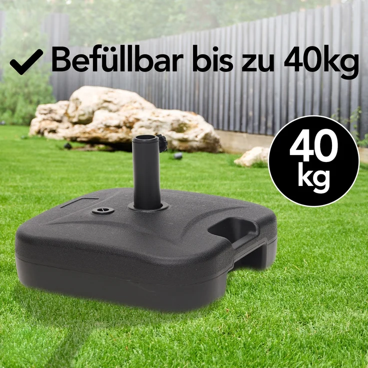 Brixy Sonnenschirmständer - Befüllbar - 40KG - Kompakt und Stabil - Sonnenschirmhalter - Kunststoff - Anthrazit – Bild 5