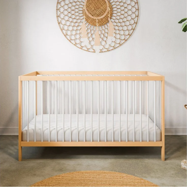 Babybett Kinderbett Gitterbett 60x120 & 70x140 cm höhenverstellbar & herausnehmbare Sprossen, optional mit Schublade und Matratze | 70x140 cm Buchenholz Natur-weiß sehr stabil Made in Europe – Bild 5