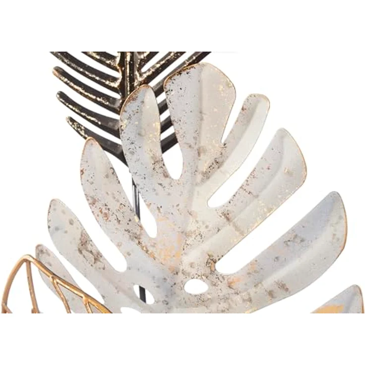 Kobolo Wandbild Monstera, modernes Metallbild mit 3D-Design, schwarz-gold-weiß, 29x74x3 cm, stilvolle Wanddeko für Wohnzimmer, Esszimmer und Flur – Bild 5