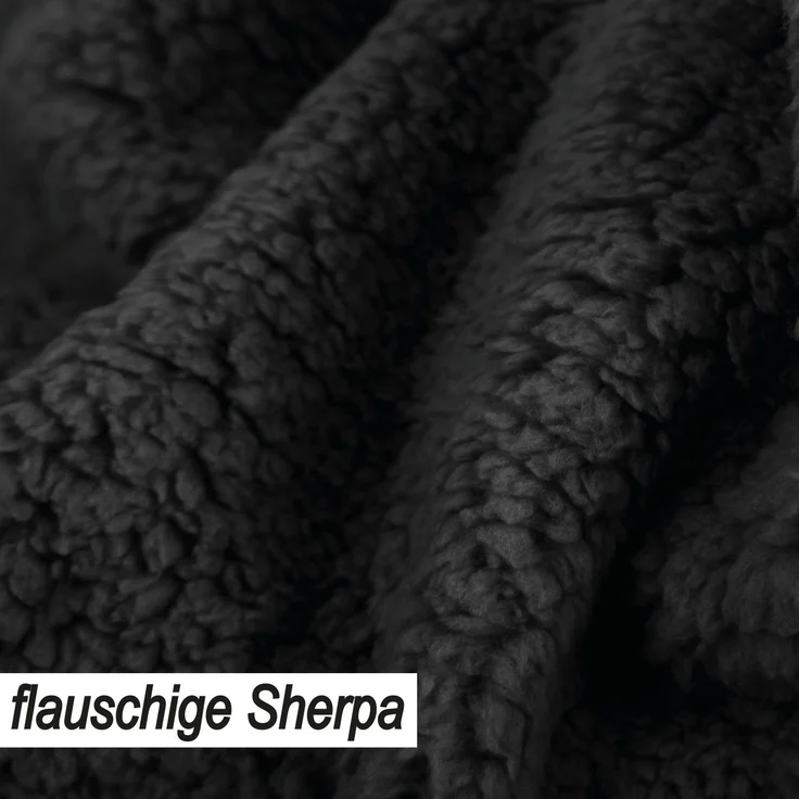 Kuscheldecke "Teddy Fleece" Sherpa/Flanell, 150x200cm Schwarz – Bild 7