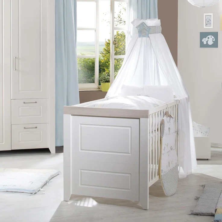 roba Kinderzimmerset 'Felicia' 3-teilig - Bett 70 x 140 - Kleiderschrank 3-türig - Weiß / Luna Elm – Bild 4