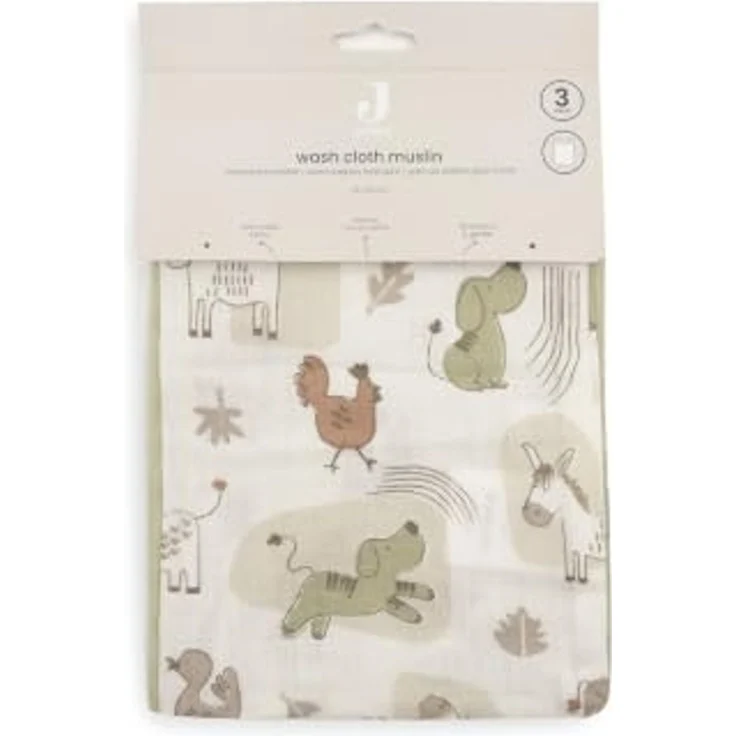 Jollein Barn Buddies Hydrophile Waschlappen – 3er- – Bild 3