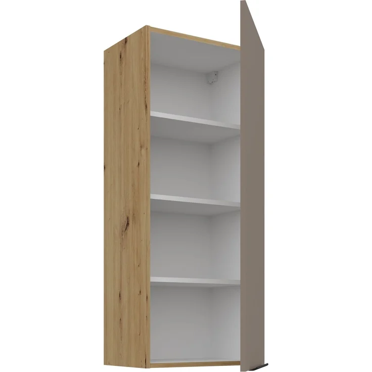 Küchen Hängeschrank 45 cm - Höhe 90 cm ARIA Sandgrau ultra matt + Eiche Artisan matt, hochwertige Fronten mit Anti Fingerprint Beschichtung Küchenzeile Küchenblock – Bild 3