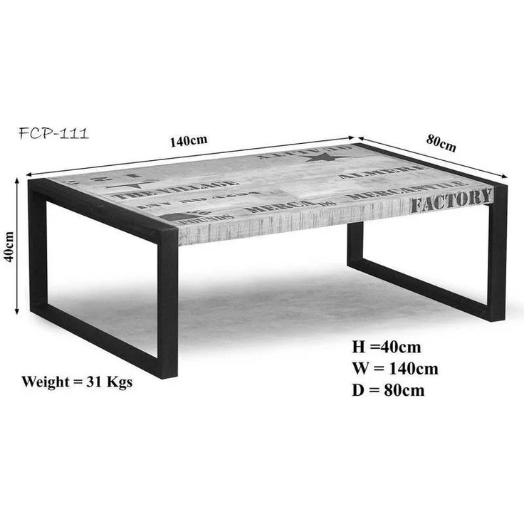 Couchtisch Mango 140x80x40 natur bedruckt FACTORY #111 – Bild 5