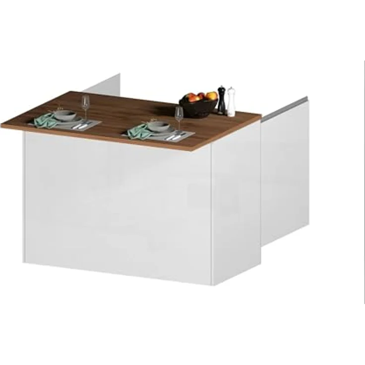 Dmora - Kücheninsel Emmanuel, Mehrzweckschrank, Küchenzeile Schrank, Zusätzlicher Tisch, 100% Made in Italy, 125 x 90 x 90 cm, glänzendes Weiß und Eiche – Bild 7