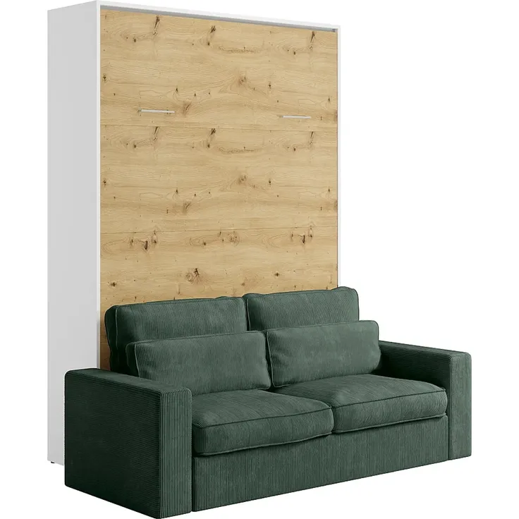 Vente-unique - BEGANIO Bett Holz, Platte BeigeWeiß - B 123 cm239,2 cm x H 225 cm x L 200 cm – Bild 4