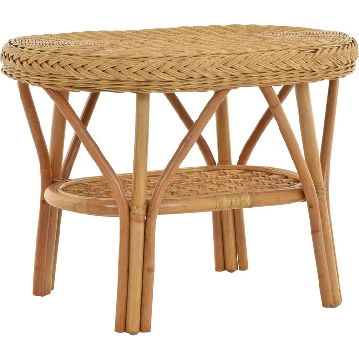 Krines Home Beistelltisch Rattan-Tisch/Ovaler Beistelltisch/Couchtisch Rattantisch Ablage Oval, Oval
