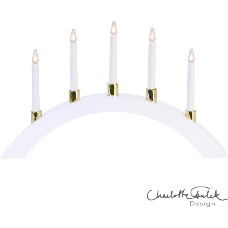 LED Lichterbogen ,Halla', Holz, 5 Kerzen, weiß, rund – Bild 1