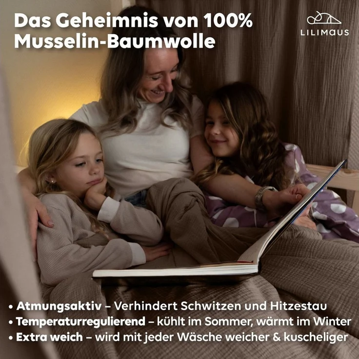lilimaus Kinderbettwäsche Musselin Kinderbettwäsche 100x135 135x200 - Bettwäsche Kinderbett, 1 teilig, Kinderbettwäsche Set 100% Baumwolle, atmungsaktiv & weich – Bild 3