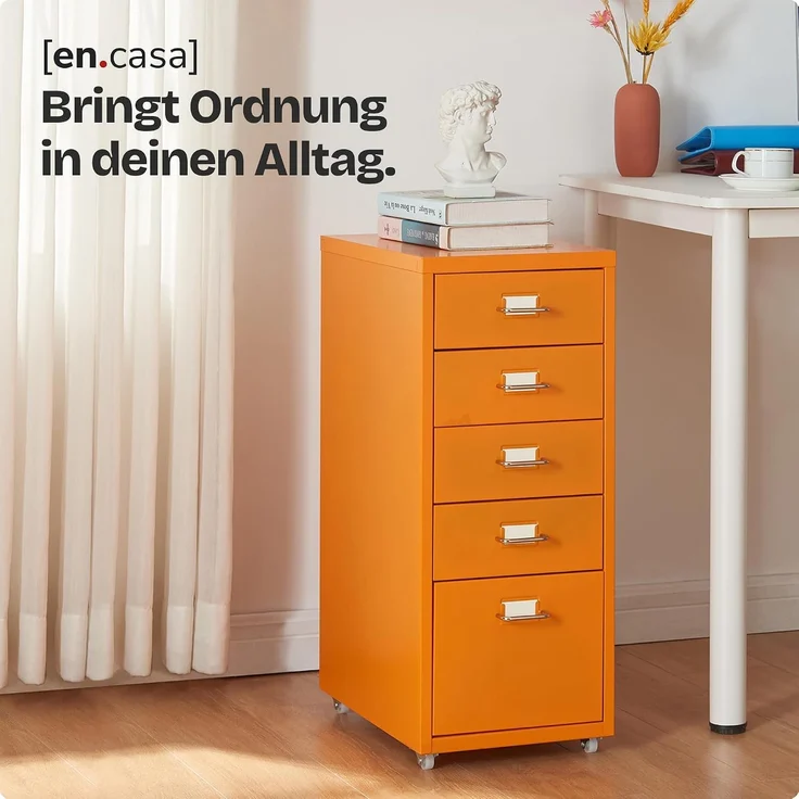 Rollcontainer Kökar mit 5 Schubladen 69x28x41 cm Orange [en. casa] – Bild 6