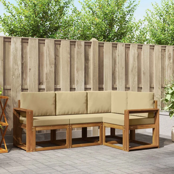 vidaXL Outdoor-Sofagarnitur 4 stk. 4-Sitzer Natur und Beige 3366331 – Bild 1