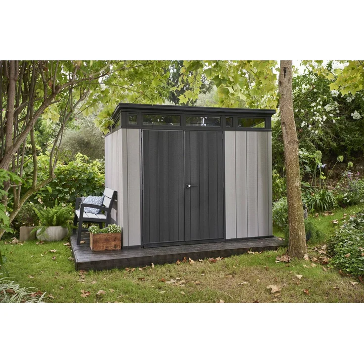Dmora Gartenhaus Cobourg, Gartenhütte, Gartenhaus, Werkzeugschuppen, 277x218 h226 cm, Grau – Bild 2