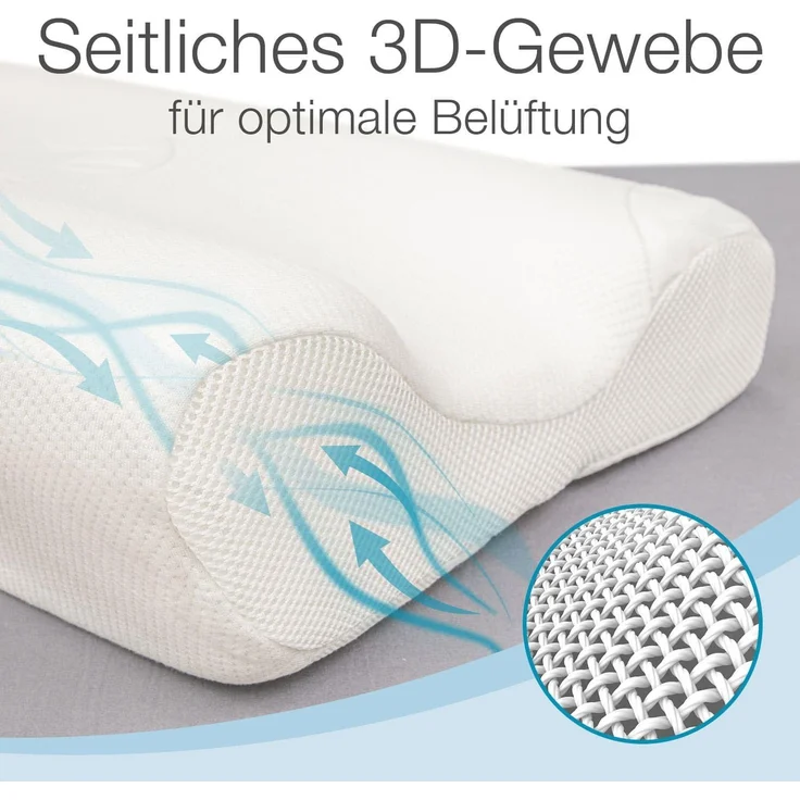Bestschlaf Seitenschläferkissen mit Aloe Vera 3D Bezug, 1-tlg, Hausstauballergiker geeignet – Bild 5