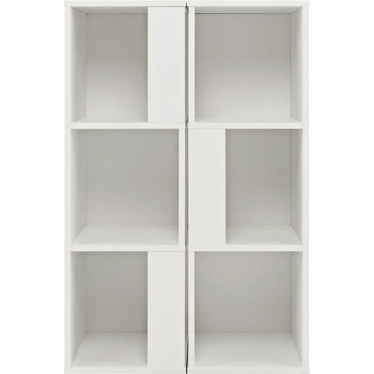 COSTWAY Bücherregal, 2-tlg, mit 6 Fächern, Holz, Kippschutz, 33x33x100,5cm – Bild 4